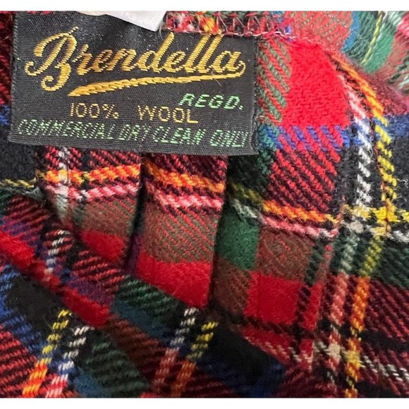 Brendella Wool Pleated Plaid Made In Ireland Red Kilt Size 14 - Picture 5 of 6